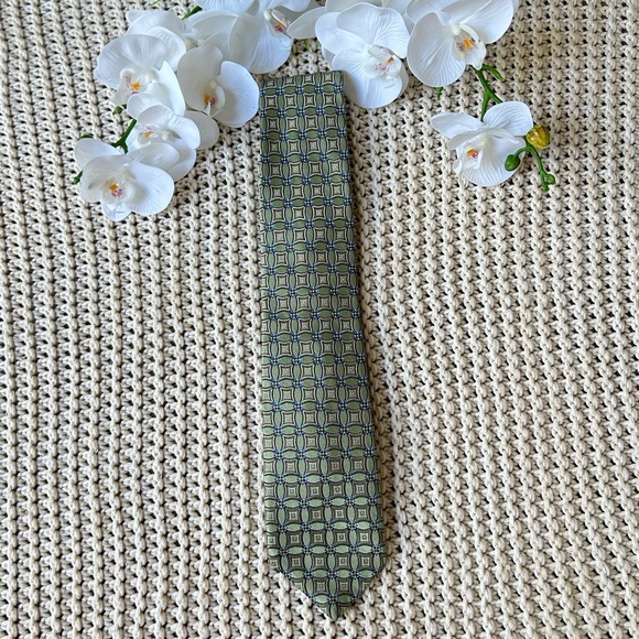 ROBERT TALBOTT Tie Best of Class NORDSTROM Silk Hand Sewn Green Geometric USA
